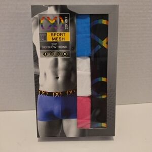 NEW 2(x)ist Pride Sport Mesh No Show Trunk 3pack Large Blue White Pink NIB$42